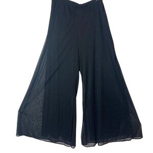 Vintage Dressbarn Sheer Black Wide Leg Pants Petite XL Evening Formal Holiday